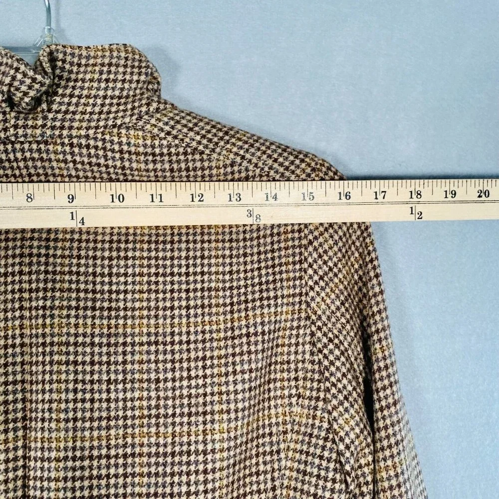 J Crew Blazer Womens Brown Wool Blend Houndstooth Jacket Ruffle - Picture 8 of 12